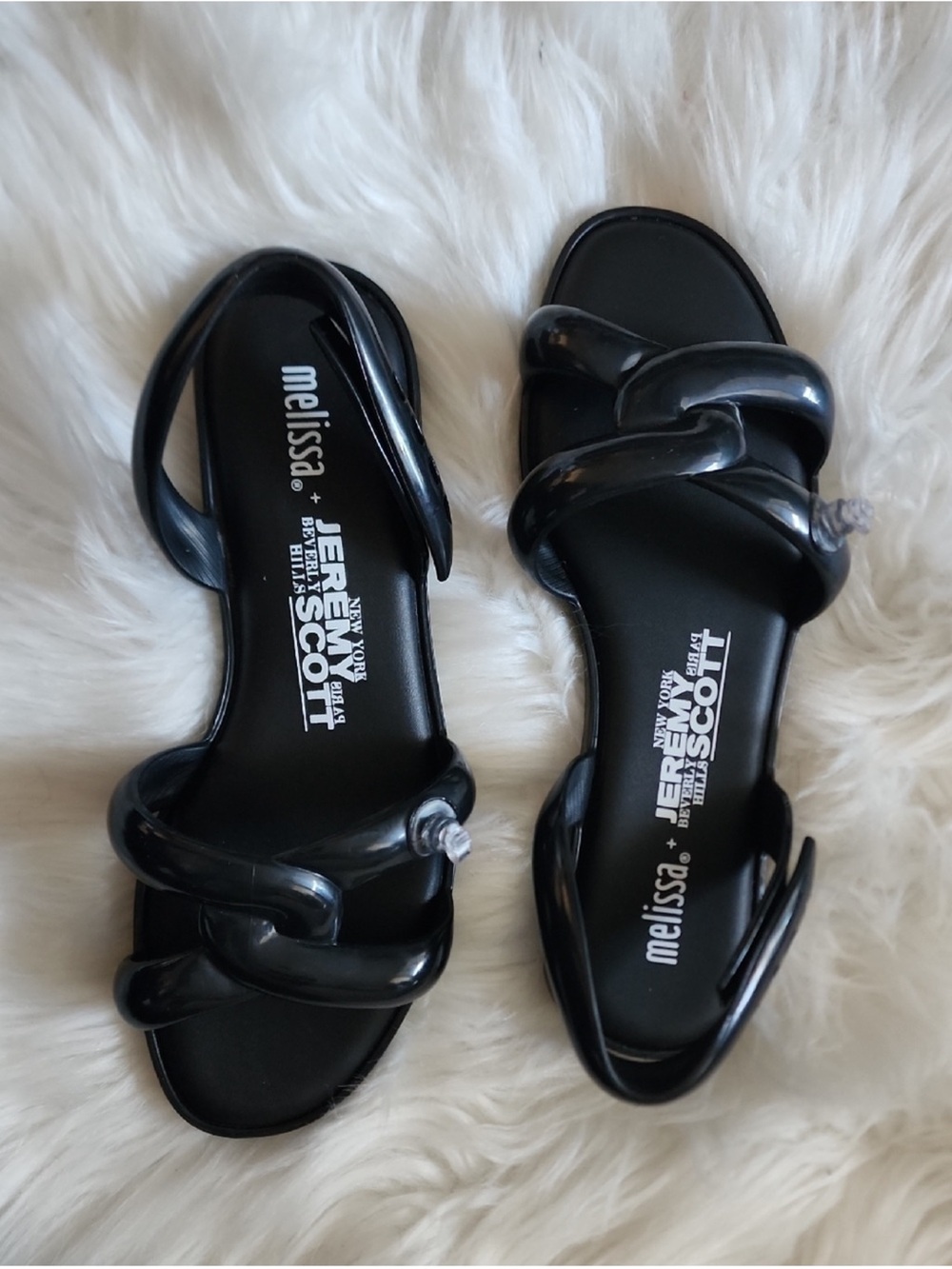 NIB Jeremy Scott x Melissa Black Jelly Tube Sandals 5 